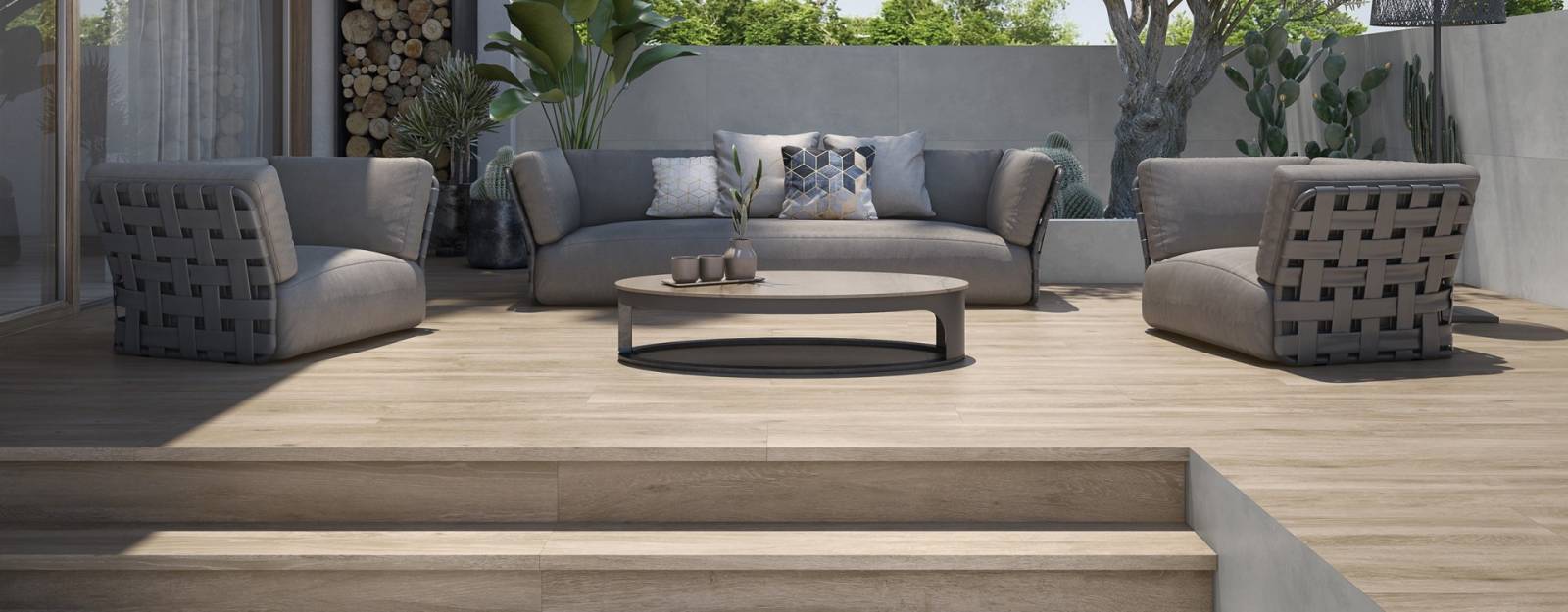 Carrelage de terrasse avec une imitation bois - UZES dans le Gard