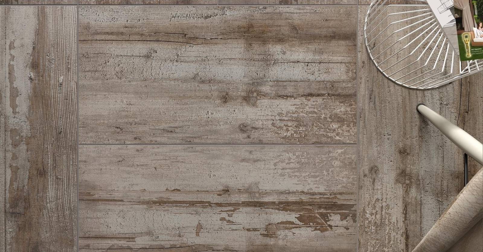 Carrelage imitation parquet bois usé style industriel