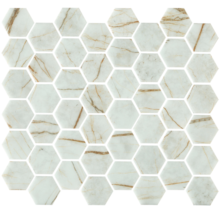 Mosaïque hexagonale blanc marbre