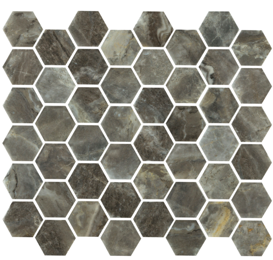 Mosaïque hexagonale marbre gris foncé