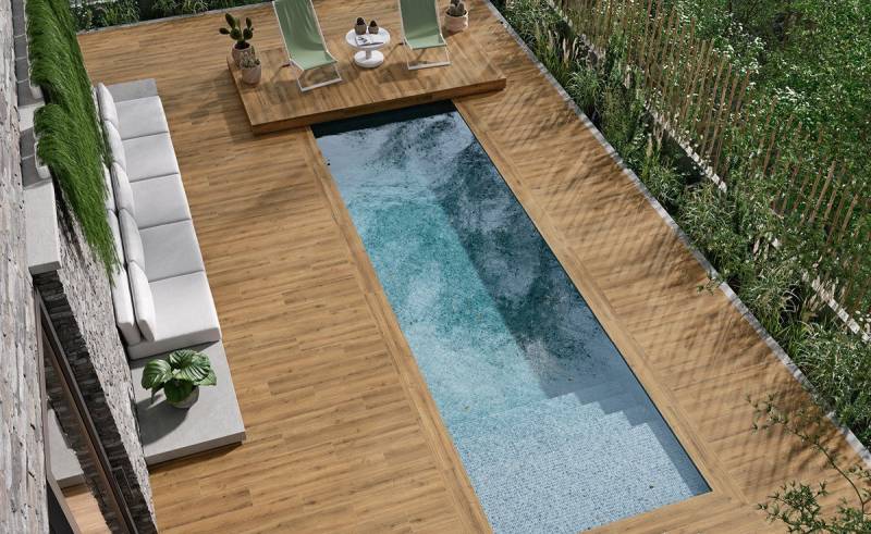 Carrelage de terrasse avec une imitation bois - UZES dans le Gard