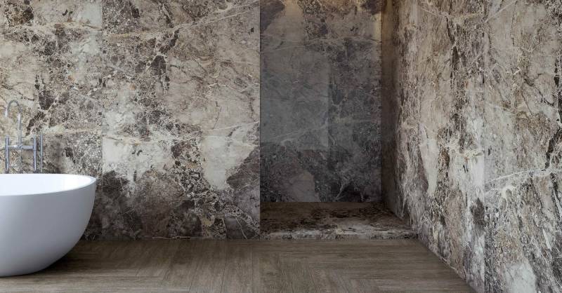Carrelage salle de bain grand format élégante et moderne - Uzès dans le Gard